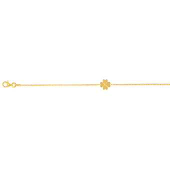 Sterling Silver Gold Plated Four Leaf Clover 19cm Bracelet