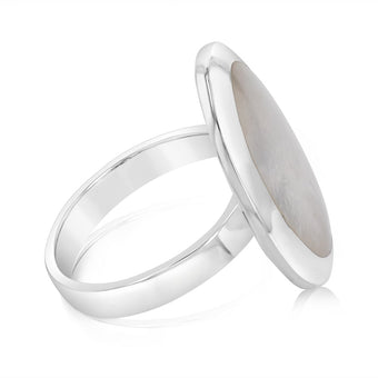 Sterling Silver Mother Of Pearl Round Ring