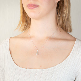 Sterling Silver Amethyst And Cubic Zirconia Initial "A" Pendant