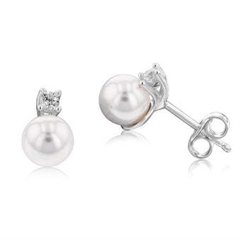Sterling Silver Synthetic Pearl And Cubic Zirconia Pendant & Earrings Set