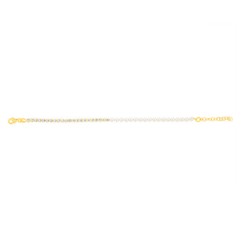 Sterling Silver Gold Plated Cubic Zirconia And Synthetic Pearls 16+3cm Bracelets
