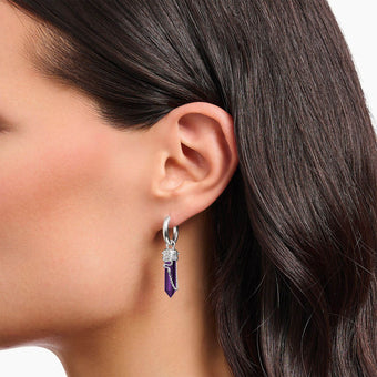 Thomas Sabo Sterling Silver Cosmic Synthetic Amethyst Hoop Earrings