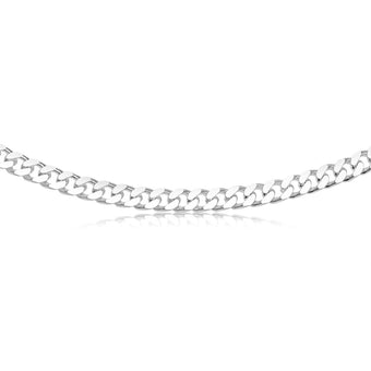 Sterling Silver Beveled Curb 300 Gauge 55cm Chain