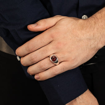 Sterling Silver Round Garnet Zirconia Ring