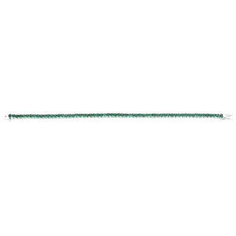Sterling Silver Rhodium Plated 3mm Emerald Green Coloured Cubic Zirconia 19cm Bracelet