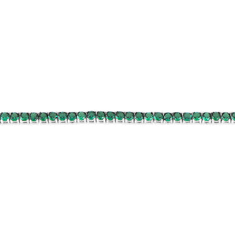 Sterling Silver Rhodium Plated 3mm Emerald Green Coloured Cubic Zirconia 19cm Bracelet
