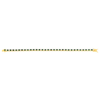 Sterling Silver Gold Plated 3mm White And Emerald Green Cubic Zirconia 19cm Bracelet