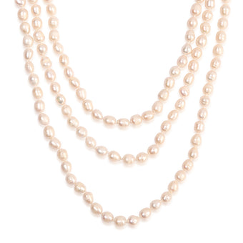 8-9mm White Rice Pearl 162.5cm Long Necklace