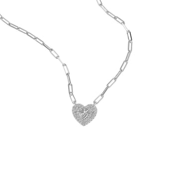 Michael Kors Sterling Silver Premium Pave Heart Pendant with Chain