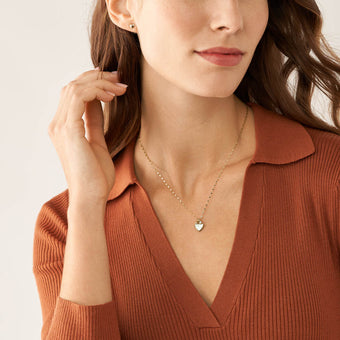 Fossil Yellow Gold Plated Stainless Steel MOP Earring & Pendant with Chain Set