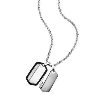 Fossil Stainless Steel Harlow Dog Tag Pendant with Chain