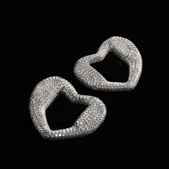 Michael Kors Silver Plated Brass Pave Curb Heart Stud Earrings