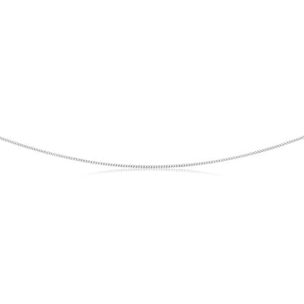 9ct White Solid Gold Curb Chain 45cm long diamond Cut