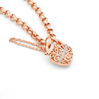 9ct Rose Gold Fancy Padlock Belcher Bracelet