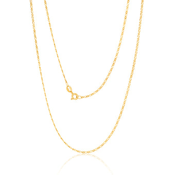 9ct Yellow Solid Gold Figaro 1:1 Diamond Cut 40 gauge 60cm Chain