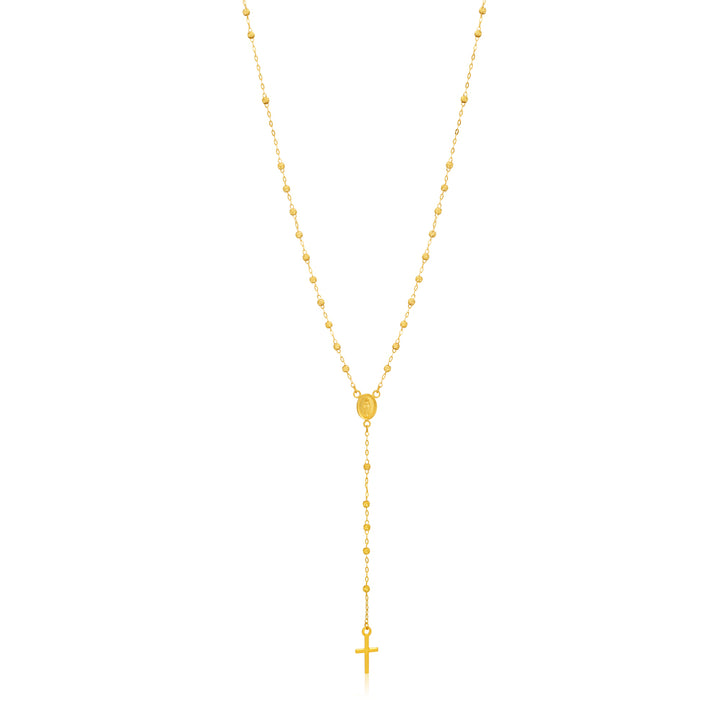 9ct Yellow Gold Rosary Madonna & Cross 50cm