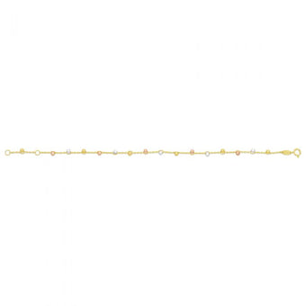 9ct Yellow Gold Trace Link Ball Charms 19cm Bracelet
