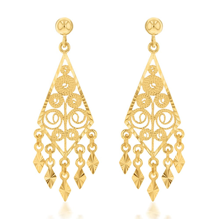 9ct Yellow Gold Chandelier Drop Earrings