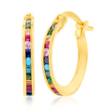 Load image into Gallery viewer, 9ct Yellow Gold Multicolour Double Side 10mm Hoop Earrings