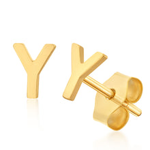 Load image into Gallery viewer, 9ct Yellow Gold Mini Initial &quot;Y&quot; Stud Earings