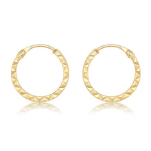 Load image into Gallery viewer, 9ct Yellow Gold Diamond Cut 8mm Hoop Earrings