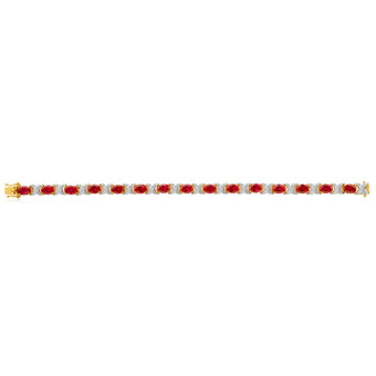Created Ruby & Diamond 19cm Hugs & Kisses Bracelet in 9ct Yellow Gold
