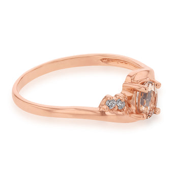 9ct Rose Gold Morganite and Zirconia Oval Ring *Resize 1-2 Sizes
