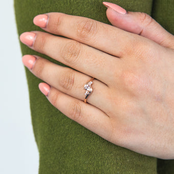 9ct Rose Gold Morganite and Zirconia Oval Ring *Resize 1-2 Sizes