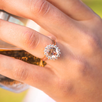 9ct Rose Gold 2.30ct Morganite and 1/2 Carat Diamond Ring