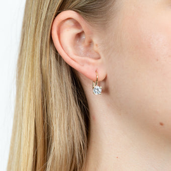 9ct Yellow Gold Zirconia Claw Set Euro Hook Earrings