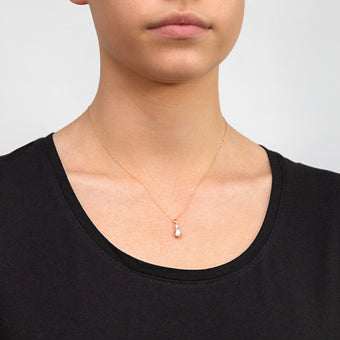 9ct Yellow Gold Twin Cubic Zirconia Pendant On 45cm Chain