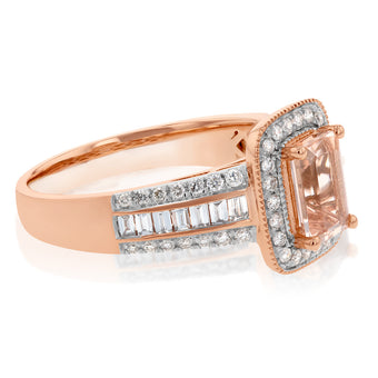9ct Rose Gold Morganite and Diamond Ring 9R