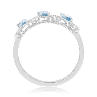 14ct White Gold 0.63ct Aquamarine and Diamond Pearl Fancy Ring