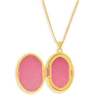 9ct Yellow Gold Silver Filled Oval Locket with 'Family' & Flower Design Engraving