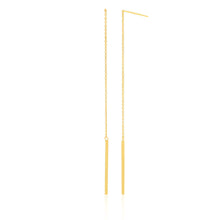 Load image into Gallery viewer, 9ct Yellow Gold Silver Filled Long Thread Bar Drop Earrings