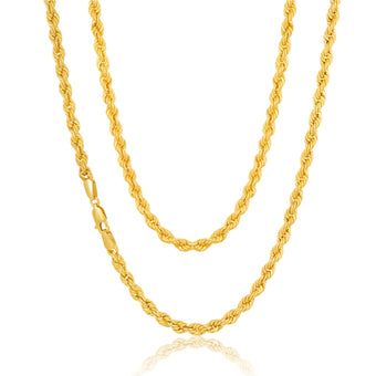 9ct Yellow Gold Silverfilled 50cm Rope Chain