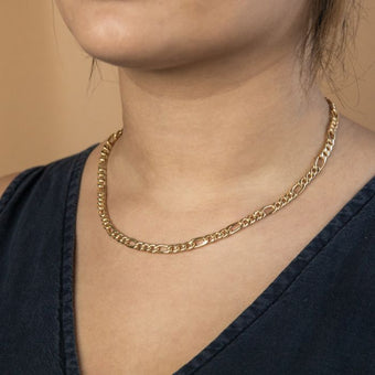 9ct Silverfilled Yellow Gold Figaro 45cm 150Gauge Chain