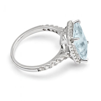 9ct White Gold 2.4ct Aquamarine and 1/3 Carat Diamond Ring