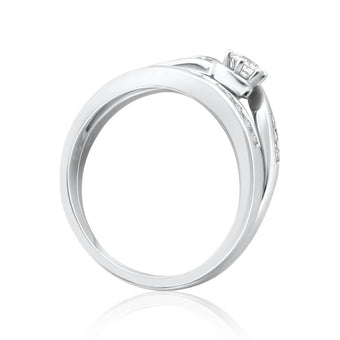 9ct White Gold 1/2 Carat Diamond 2 Ring Bridal Set With 16 Diamonds