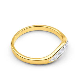9ct Yellow Gold 1/6 Carat Diamond Curved Ring