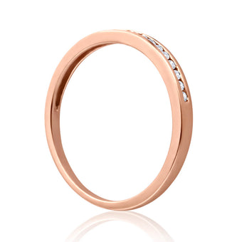 9ct Rose Gold Ring With 0.1 Carats Of Channel Set Diamonds
