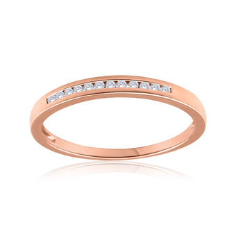9ct Rose Gold Ring With 0.1 Carats Of Channel Set Diamonds