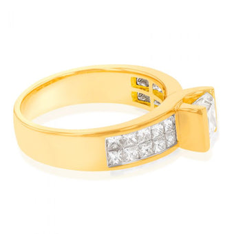 18ct Yellow Gold 'Princess Celia' Ring With 2 Carats Of Diamonds