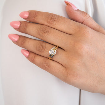 9ct Yellow Gold 2 Ring Bridal Set With 0.15 Carats Of Light Champagne Diamonds