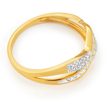 9ct Yellow Gold Diamond Ring Set With 35 Diamonds