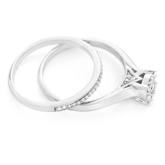 9ct White Gold 2 Ring Bridal Set With 1/3 Carats Of Brilliant Cut Diamonds