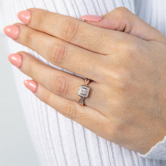 9ct Rose Gold Ring With 21 Brilliant Cut Diamonds
