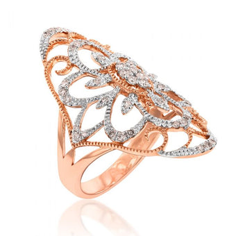 9ct Rose Gold Ring with Carat of Diamonds
