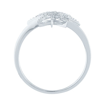 9ct White Gold Diamond Starburst Ring