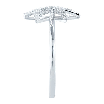 9ct White Gold Diamond Starburst Ring